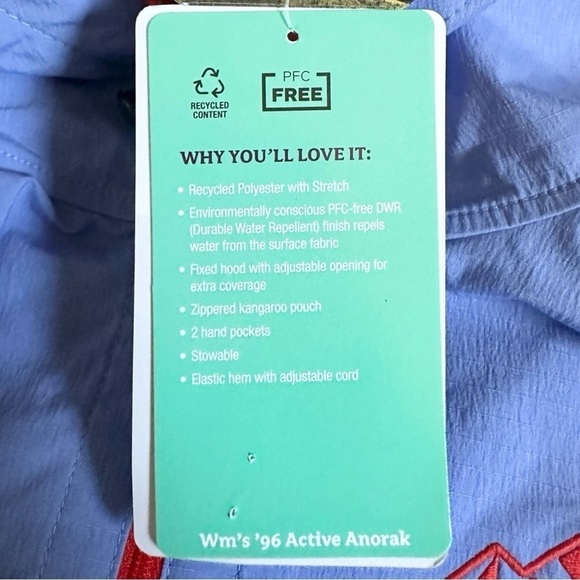 Marmot ’96 Active Anorak Jacket XS Getaway Blue Victory Red NWT Hooded Packable - Picture 9 of 13